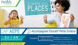 Le CAP AEPE (Accompagnant Éducatif Petite Enfance) s'obtient par apprentissage à l'UFA Fénelon Notre-Dame de La Rochelle.