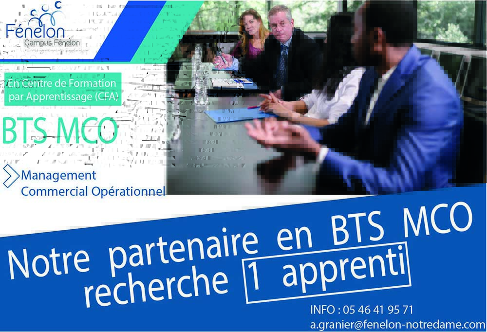 Reste 1 place pour 1 apprenti dans le BTS MCO du Campus Fénelon - Enseignement supérieur de La Rochelle